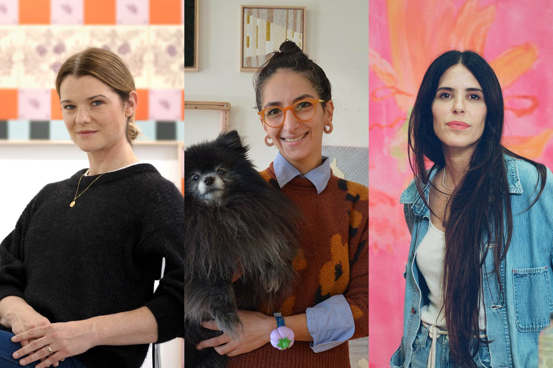 A composite of three portrait photographs of different women.