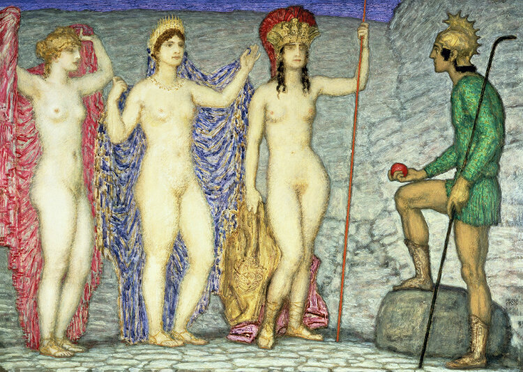 Franz von Stuck. Urteil des Paris (The Judgment of Paris), 1923. Oil on panel. Frye Art Museum, Founding Collection, Gift of Charles and Emma Frye, 1952.168