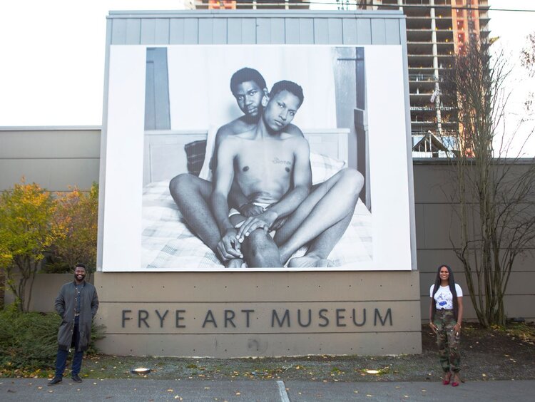 Ronnie (left) and Chanel (right) in front of the Boren Banner, 2020.