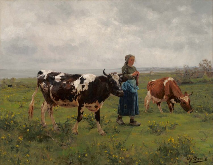 Adolphe Charles Marais. Peasant Girl with Cattle, 1890.