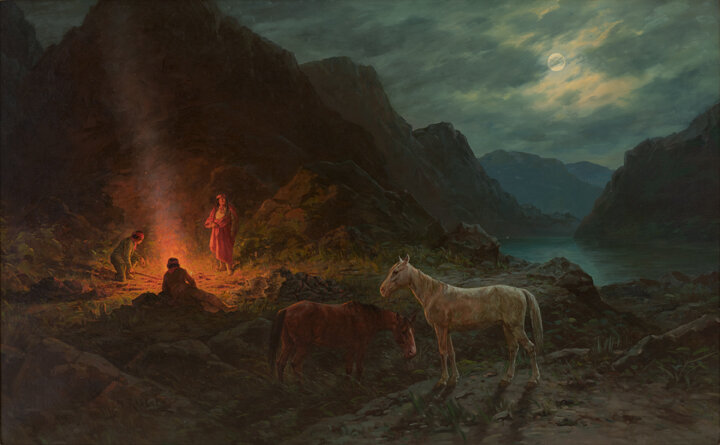 Henry Raschen. Landscape with Campfire, ca. 1915–20. 