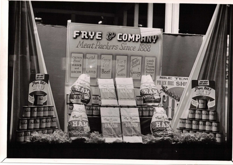 Frye & Company product display, Seattle, 1910–1950.