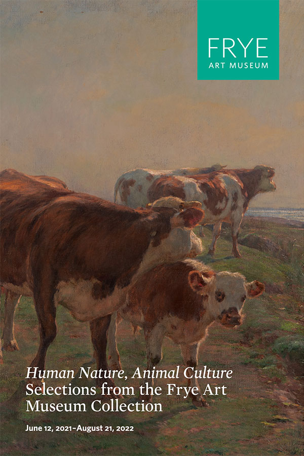 Exhibition brochure cover with a painting of cows in a pastoral scene
