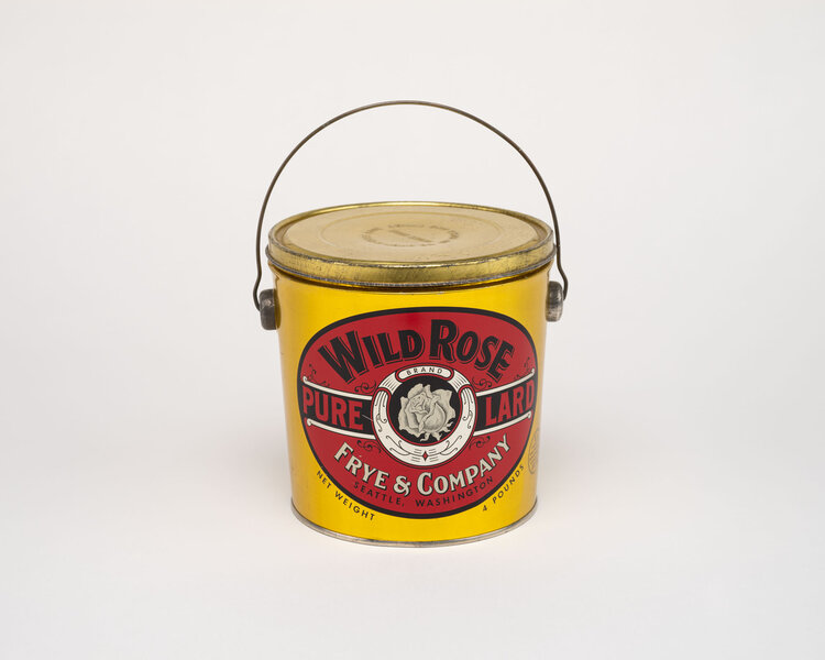 Frye & Company "Wild Rose” lard can, 1910–1950. Frye Art Museum Archives