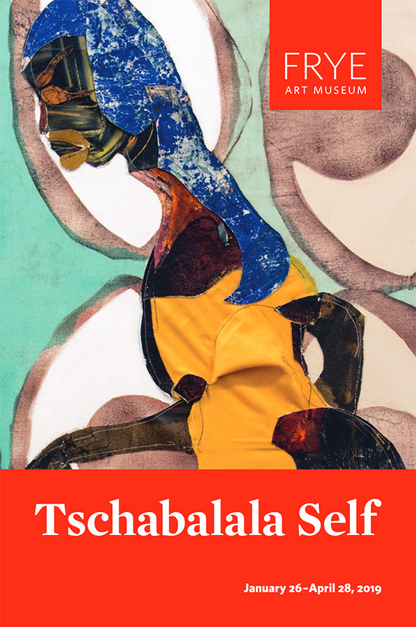 Exhibition brochure cover with an abstract black human figure in profile