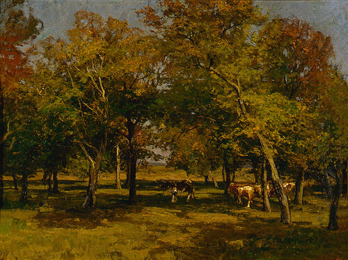 Carola Baer-von Mathes. Herbstwald mit Kühen (Autumn Forest with Cows), ca. 1890.