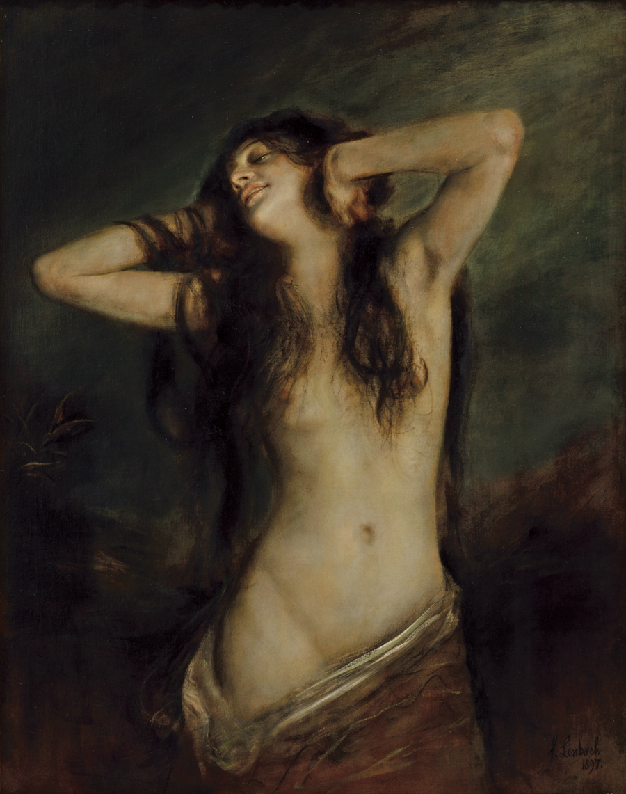 A painting of a woman by Franz von Lenbach