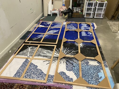 Images of the artwork taking shape and shifting over the months, first in Port Townsend, WA and then back in the artist’s studio in Vancouver, Canada. 