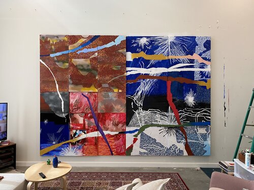 Images of the artwork taking shape and shifting over the months, first in Port Townsend, WA and then back in the artist’s studio in Vancouver, Canada. 