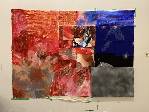 Images of the artwork taking shape and shifting over the months, first in Port Townsend, WA and then back in the artist’s studio in Vancouver, Canada. 