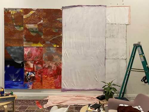 Images of the artwork taking shape and shifting over the months, first in Port Townsend, WA and then back in the artist’s studio in Vancouver, Canada. 