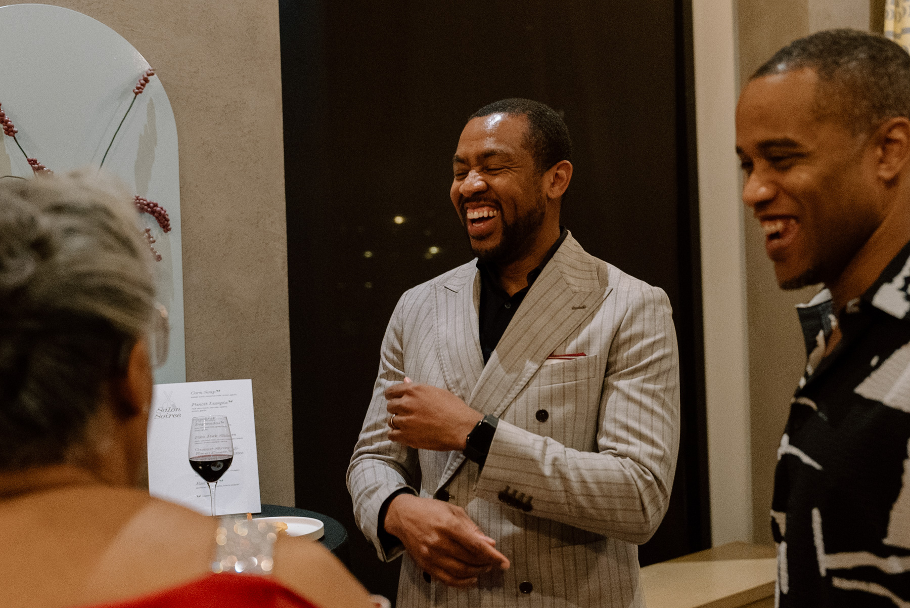 People talking and smiling