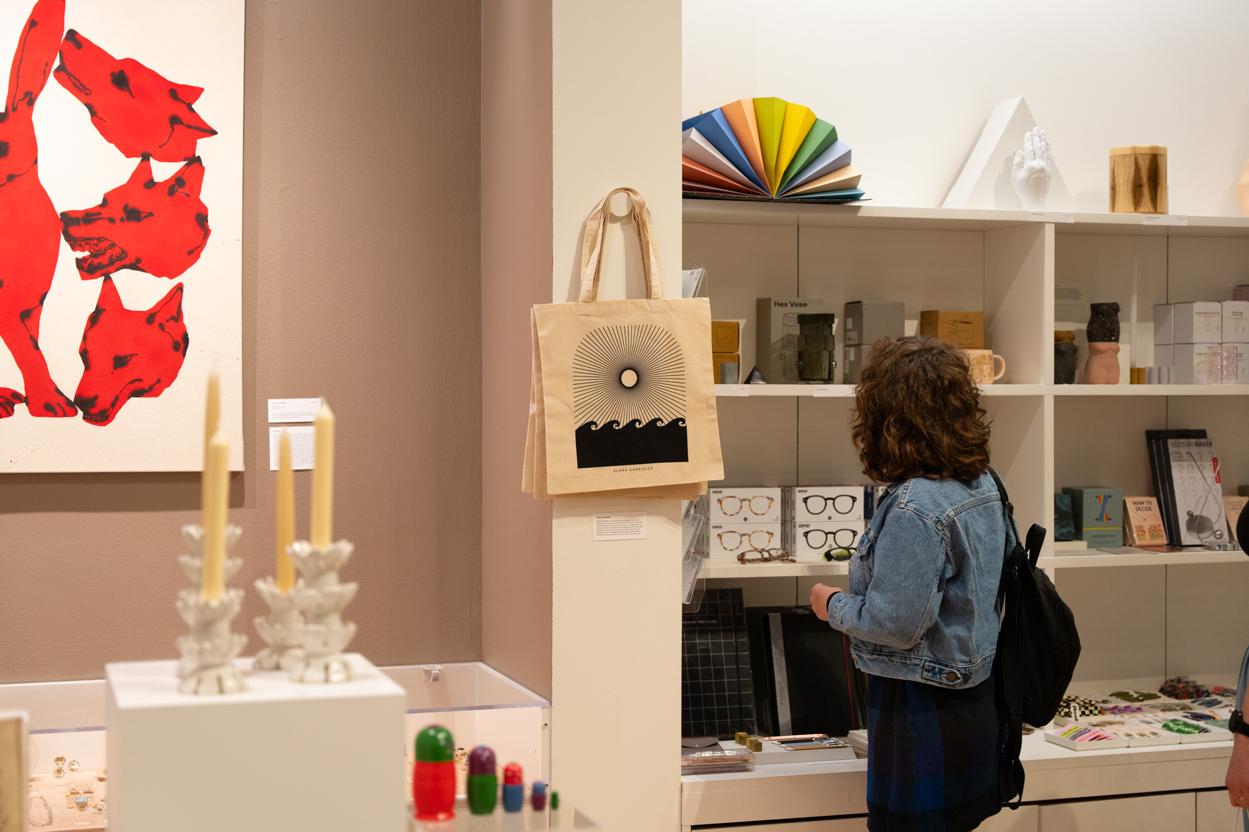 A person browsing the Frye Museum store