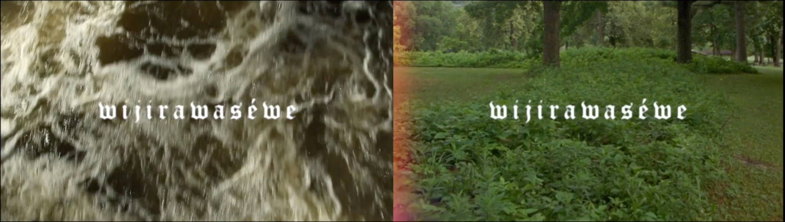 Stills from each channel of Sky Hopinka's two channel video The Island Weights