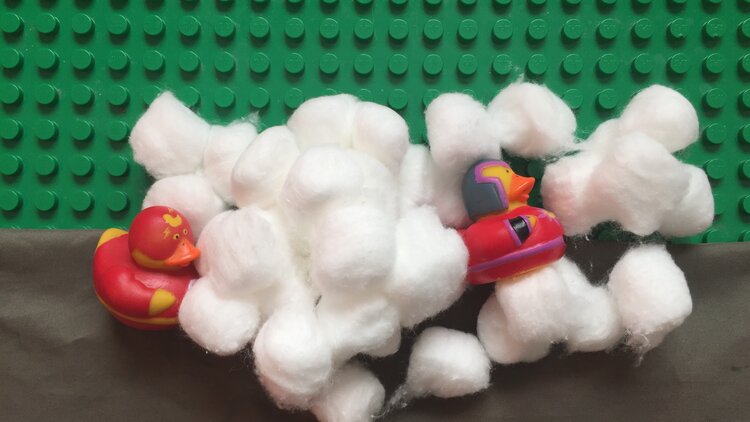Photo recreation of Moulting Ducks by Frye staffer as part of social media challenge.