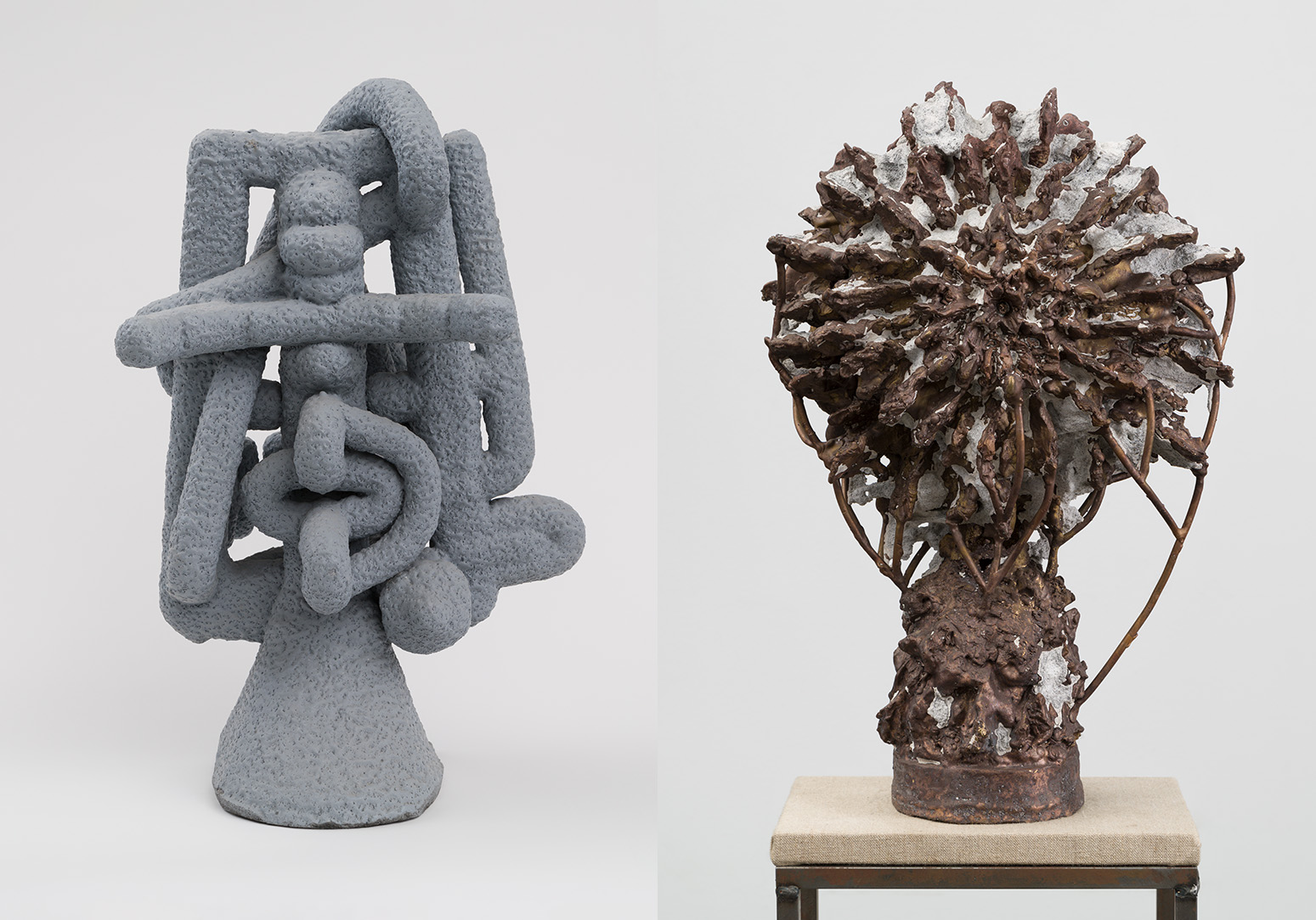 Two abstract statues by Antonia Kuo