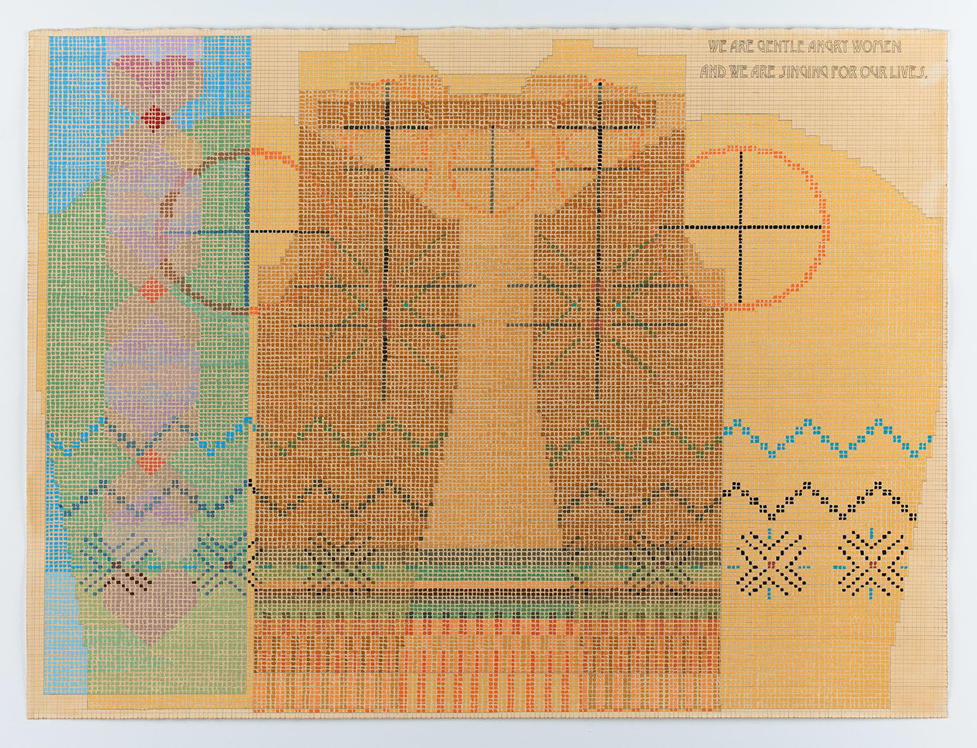 A gauche and graphite on paper artwork by Ellen Lesperance