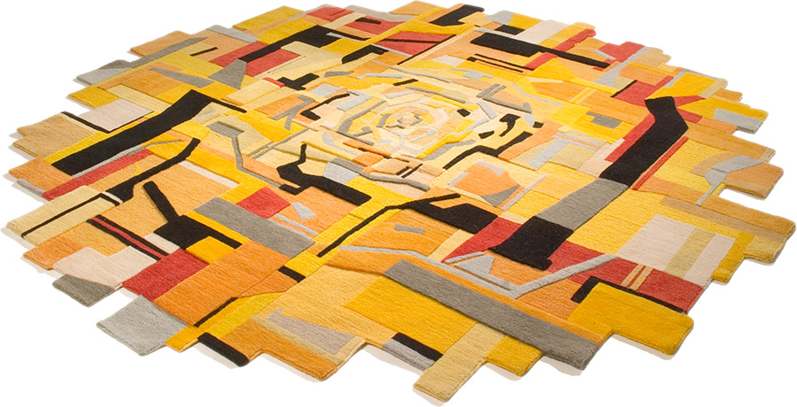 A large, circular, abstract wool artwork