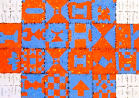A quilt with abstract patterns