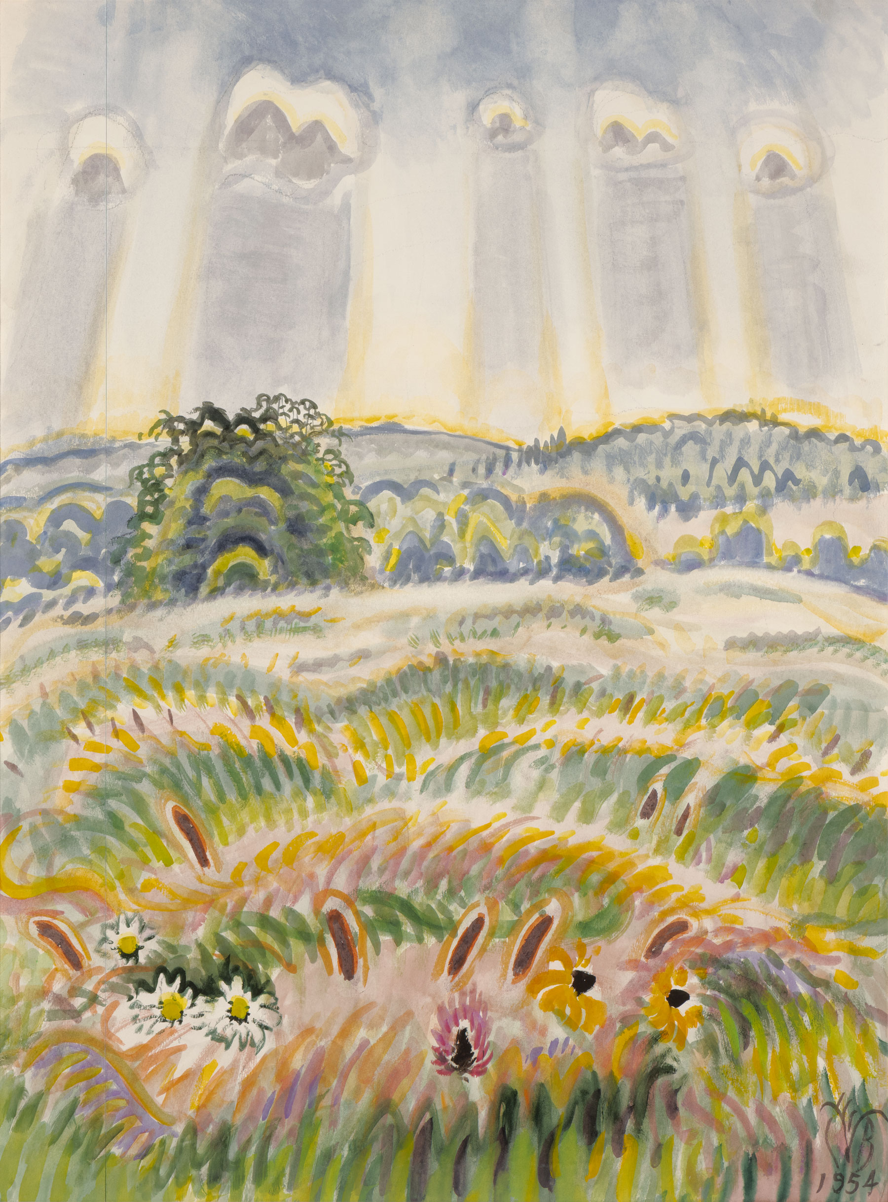 Charles Burchfield. Clouds and Windblown Hay, ca. 1954-64