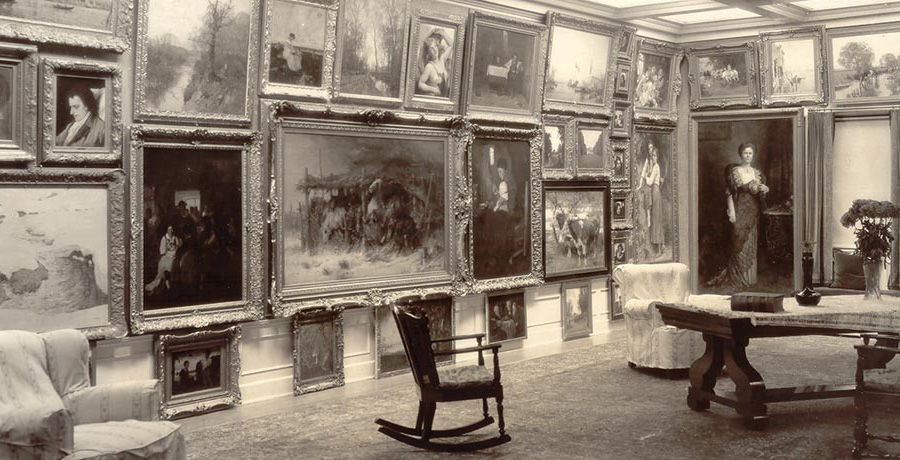 Vew of paintings hanging in the Frye's home