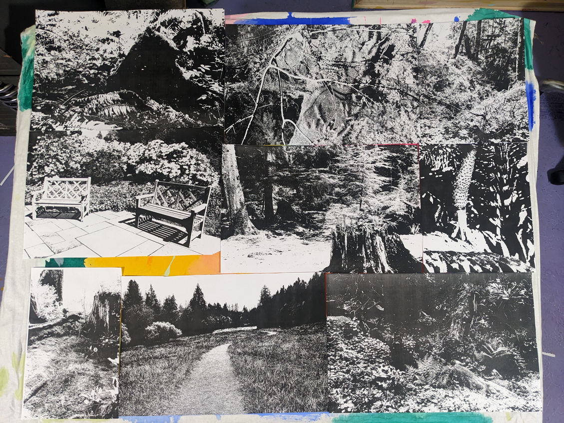 Photo of photocopies laid out in a composition