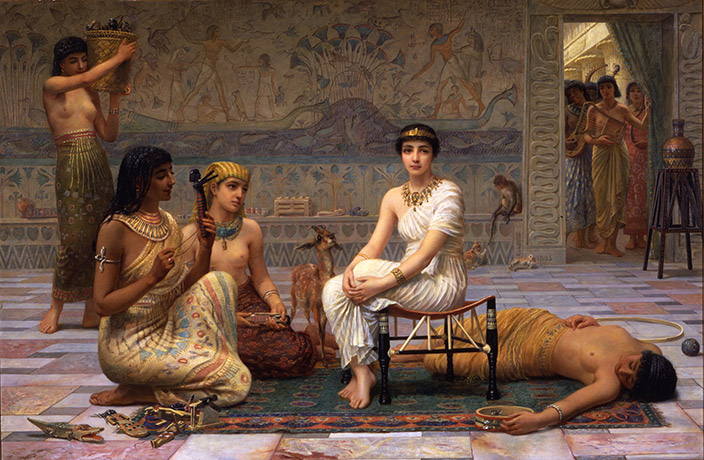A nineteenth century painting of an Orientalist scene of Egyptian women 