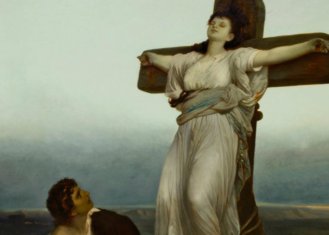 Detail of a painting of a cruicified woman