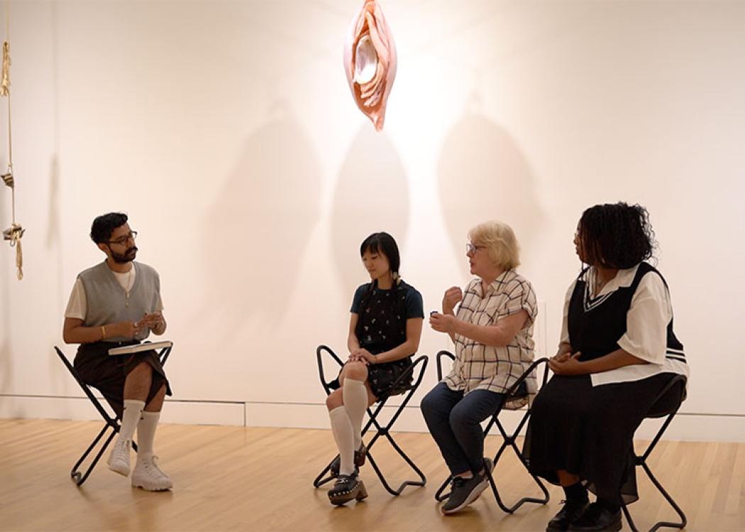 A screen capture of a video interview of Frye Teaching Artists