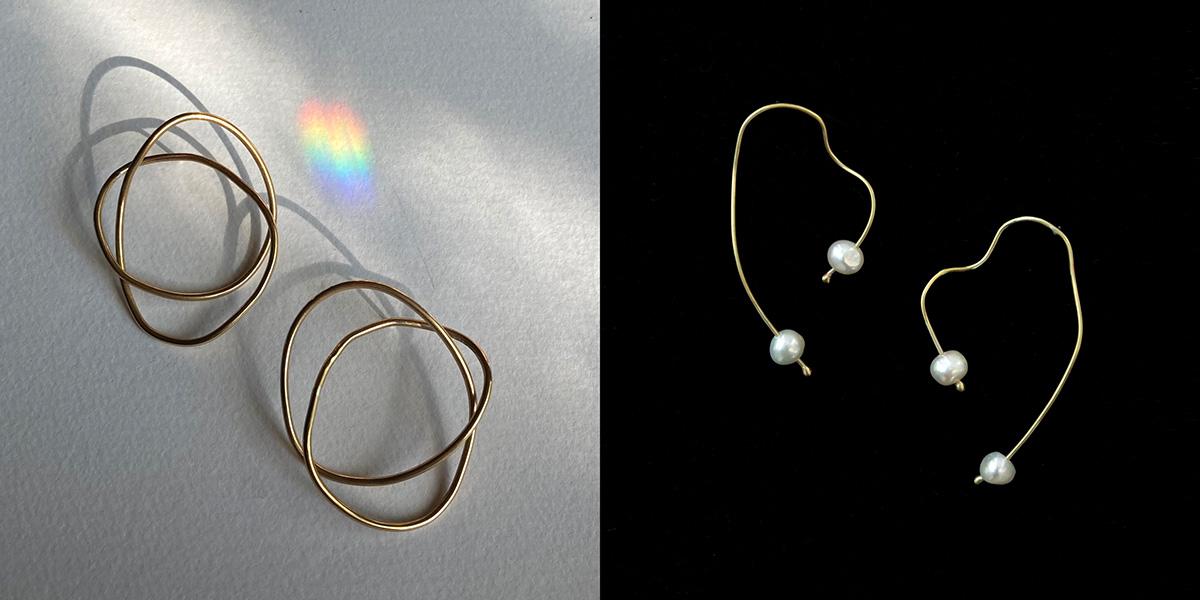 A collage of two pieces of delicate jewelry